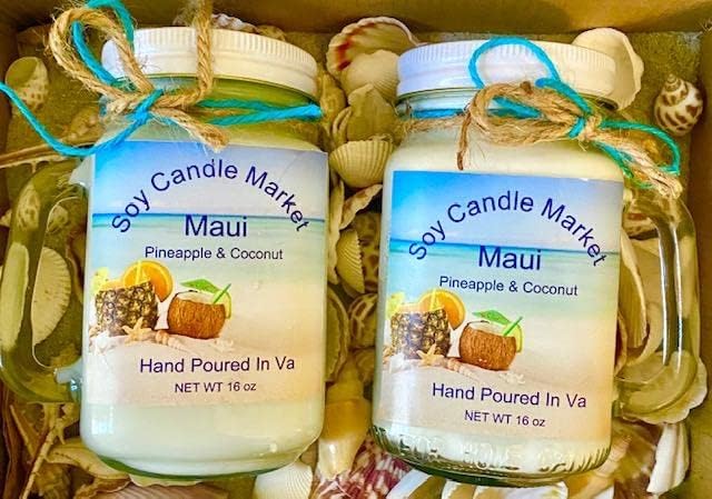 Soy Scented Candles | Handmade & Highly Aromatic Candles Burns Upto 85 Hours in Glass Jar - Perfect for Home Decor, Wedding, Birthday, Dinner (Maui, 12 oz)