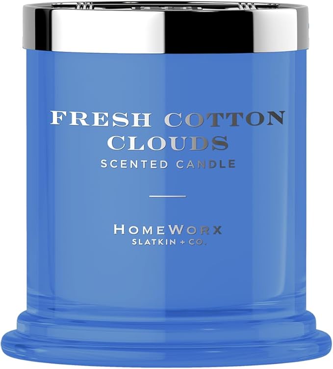 HomeWorx by SLATKIN + CO. Candle- Fresh Cotton Clouds, 8 oz. Premium Scented Candle - 25-35 Hours Burn Time