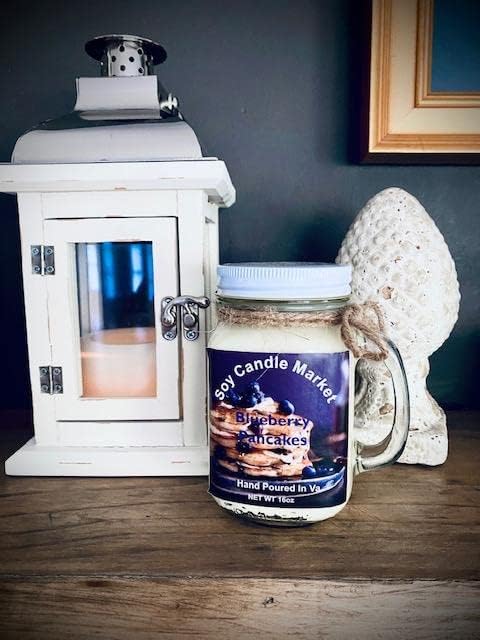 Soy Scented Candles | Handmade & Highly Aromatic Candles Burns Upto 85 Hours in Glass Jar - Perfect for Home Decor, Wedding, Birthday, Dinner (Blueberry Pancake, 16 oz)