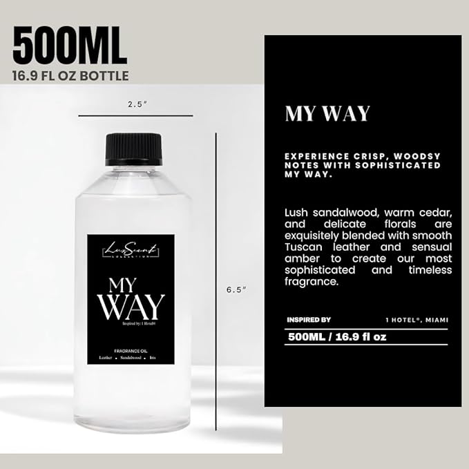 Aroma Scent Diffuser Starter Kit for Up to 1000SQ. FT. Coverage - 500ML Waterless Essential Oil Scent Included - Luxury Aroma Diffuser Ideal for Home, Office & Hotel (Black, My Way)