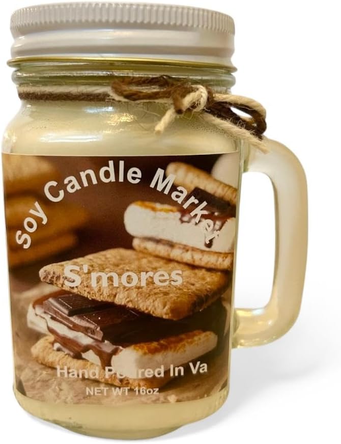 Soy Scented Candles | Handmade & Highly Aromatic Candles Burns Upto 85 Hours in Glass Jar - Perfect for Home Decor, Wedding, Birthday, Dinner (S'Mores, 12 oz)