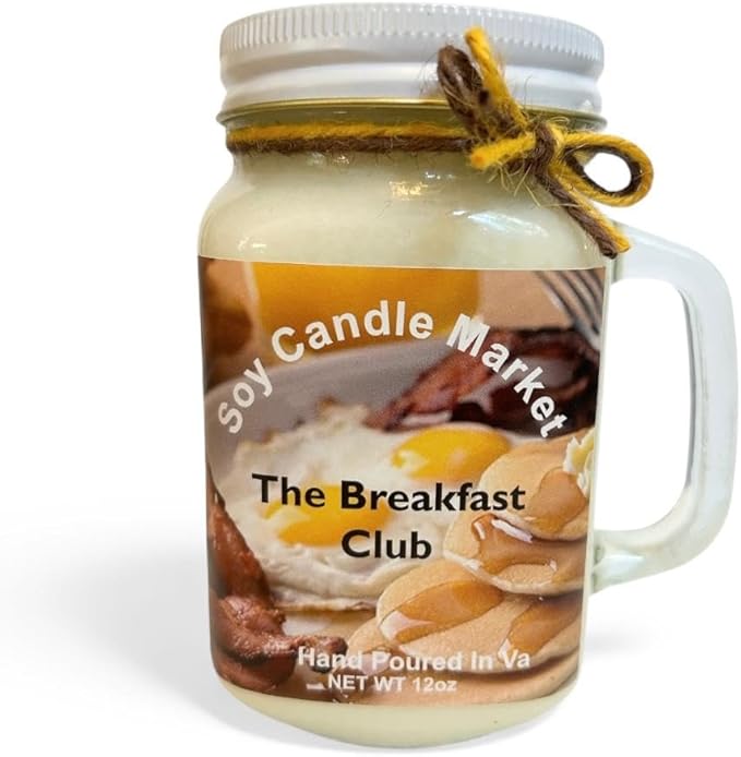 Soy Scented Candles | Handmade & Highly Aromatic Candles Burns Upto 85 Hours in Glass Jar - Perfect for Home Decor, Wedding, Birthday, Dinner (The Breakfast Club, 12 oz)