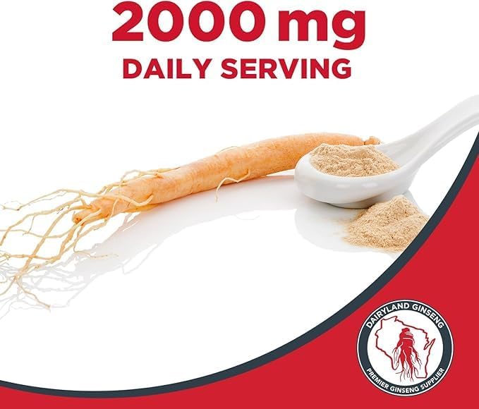 Dairyland Management LLC 100% Authentic Korean Red Panax Ginseng Capsules -500 mg. Potent Ground Ginseng Root Extract Powder - No Fillers, Binders or Other Additives. (150 ct)