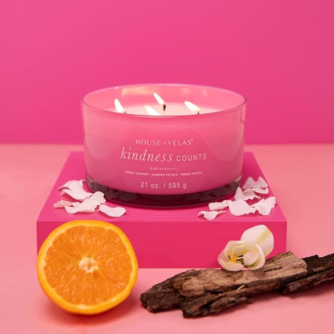 Burnable Sensations Candle, 21 oz, 4 Cotton Wicks, Kindness Counts - Lavender Citrus, Large Painted Jar