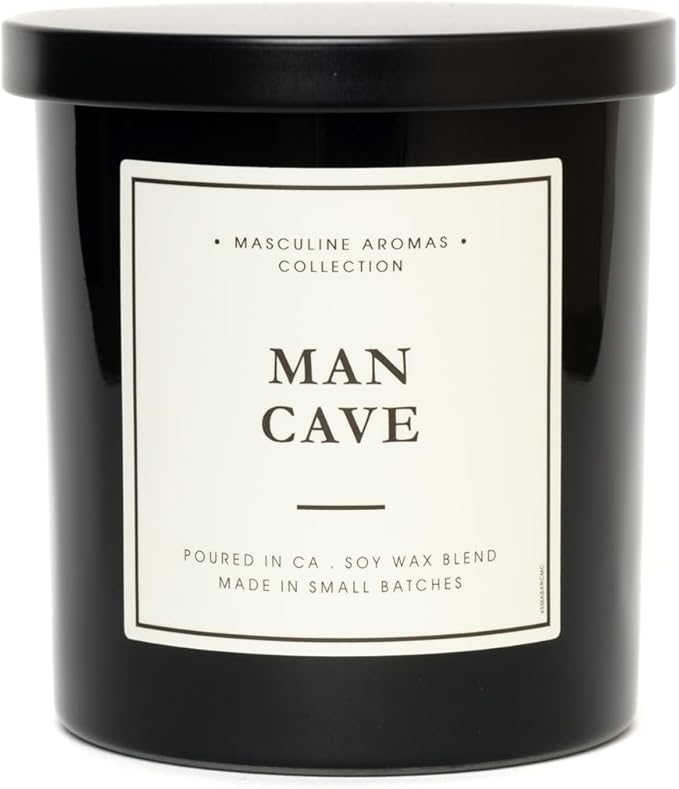 Hand-Poured in California | Masculine Aromas | 9oz | 50-Hour Burn Time | Scented Men's Candles with Natural Essential Oils | Vegan (Man Cave)