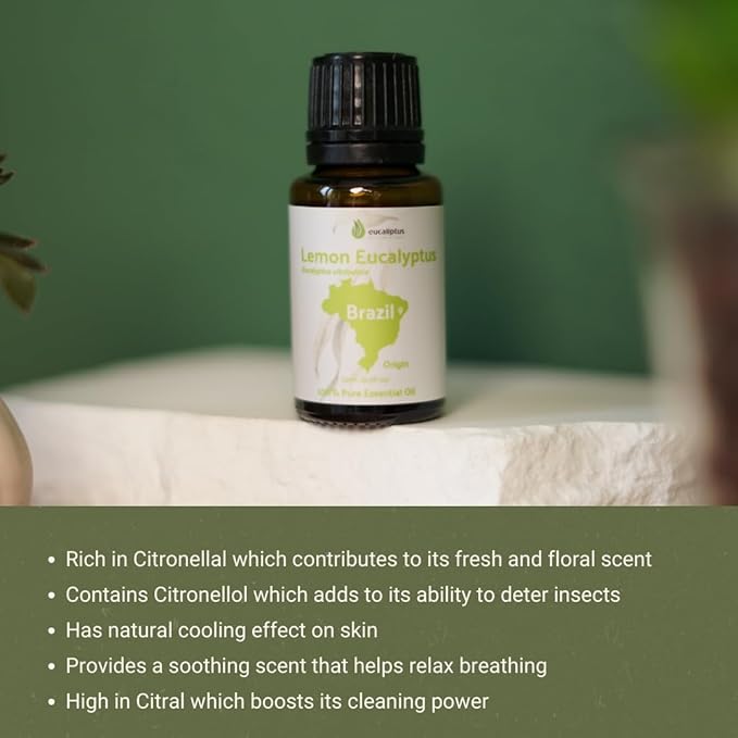 Lemon Eucalyptus Oil by Eucaliptus from Brazil - Pure Lemon Eucalyptus - 100% Pure Steam Distilled Natural Aceite de Eucalipto Limón - Aromatherapy - Premium Therapeutic Grade (22lbs)