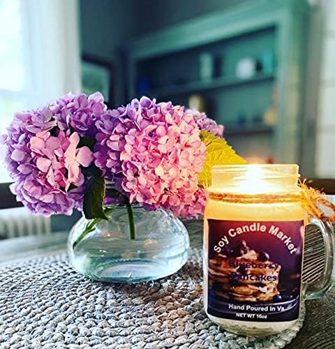 Soy Scented Candles | Handmade & Highly Aromatic Candles Burns Upto 85 Hours in Glass Jar - Perfect for Home Decor, Wedding, Birthday, Dinner (Blueberry Pancake, 16 oz)