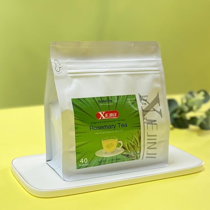 XIEJINJI Rosemary Tea, 40 Tea Bags – Pure Natural Rosemary Leaves for Digestive Support & Improved Circulation, Antioxidant-Rich, Caffeine-Free, Eco-Conscious Tea Bags