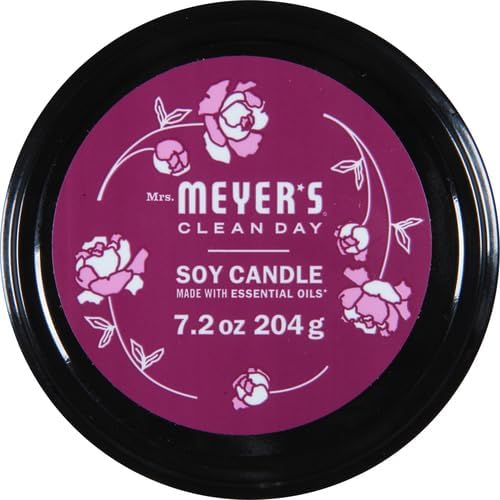 MRS. MEYER'S CLEAN DAY Soy Aromatherapy Candle, 35 Hour Burn Time, Made with Soy Wax and Essential Oils, Peony, 7.2 oz