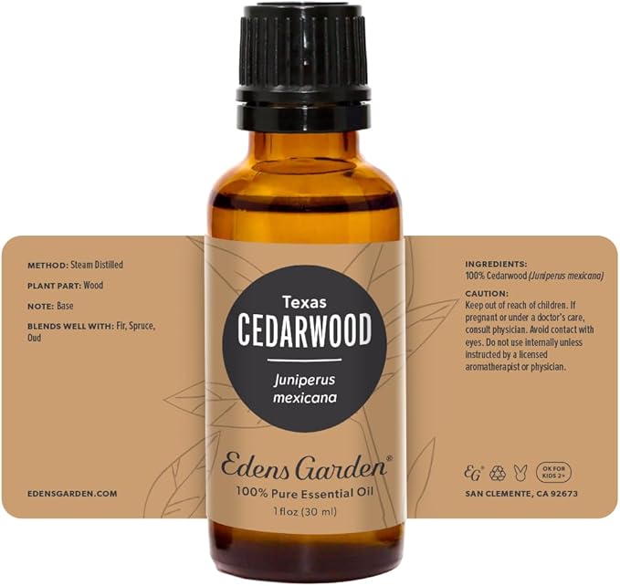 Edens Garden Cedarwood- Texas Essential Oil- 100% Pure Premium Grade, Undiluted, Natural, Therapeutic, Aromatherapy, The Best for Diffuser, Candle, Laundry, Hair 30 ml (1 fl oz)