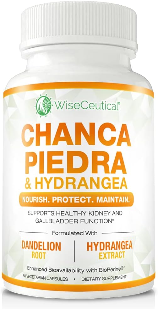 Max Strength Chanca Piedra, Hydrangea & Dandelion Root - Natural Kidney & Gallbladder Formula - Stone Breaker, Flush Impurities, Cleanse Urinary Tract - Enhanced with BioPerine. 60 Veggie Capsules.
