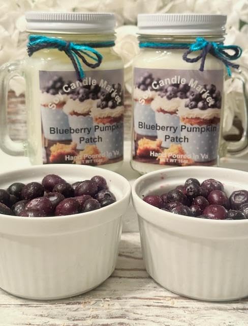 Soy Scented Candles | Handmade & Highly Aromatic Candles Burns Upto 85 Hours in Glass Jar - Perfect for Home Decor, Wedding, Birthday, Dinner (Blueberry Pumpkin Patch, 12 oz)