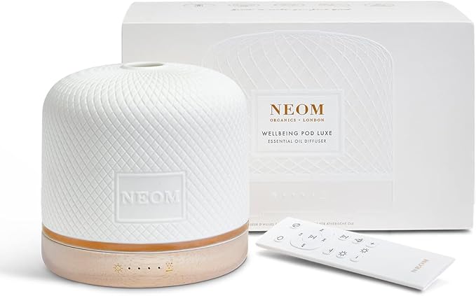 NEOM – Wellness Pod Luxe | Premium Ceramic Ultrasonic Essential Oil Diffuser, 350ml | Ceramic Cover, Remote Control, LED Light & Timer | Aromatherapy Diffuser | Home Fragrance…