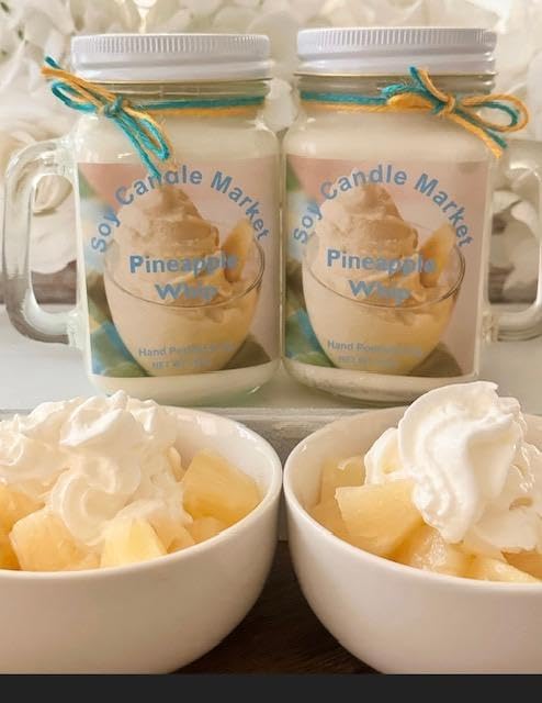 Soy Scented Candles | Handmade & Highly Aromatic Candles Burns Upto 85 Hours in Glass Jar - Perfect for Home Decor, Wedding, Birthday, Dinner (Pineapple Whip, 12 oz)