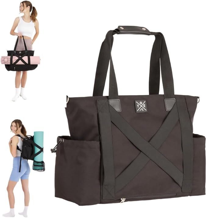 Trulee x Erica Yoga Mat Tote Bag with Backpack Straps – Water-Resistant, Durable, with Pockets for Thick & Extra-Large Mats – Yoga Carrier for Women & Men Ideal for Gym, Pilates, and Travel