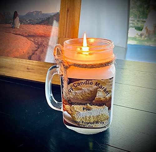 Soy Scented Candles | Handmade & Highly Aromatic Candles Burns Upto 85 Hours in Glass Jar - Perfect for Home Decor, Wedding, Birthday, Dinner (Coconut Cream Pie, 16 oz)