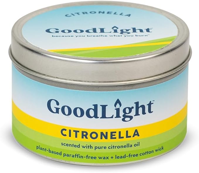 GoodLight Paraffin-Free Scented Candle, Clean Burning Non-Toxic Tin Candles, Citronella Essential Oil Scented Travel Candle