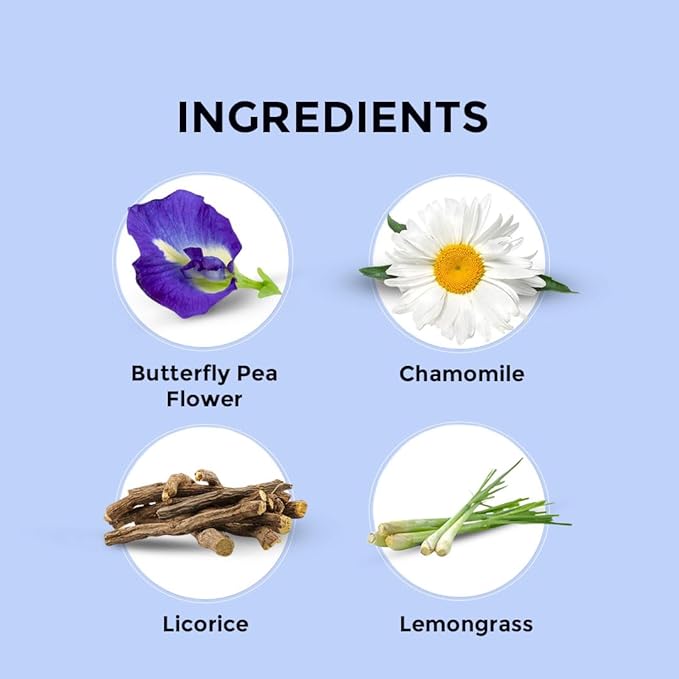 BLUE TEA - Butterfly Pea Flower Tea - Chamomile - 30 Count - Pyramid Plant Based Tea Bag | ANTIOXIDANT RICH | Caffeine Free - Flower Based - Calming Tea - Non-Bitter - Non-GMO | Tin Packaging