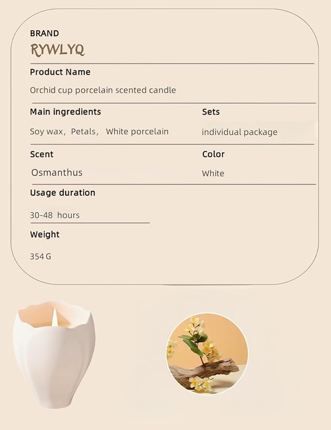 Scented Candles, Natural Soy Candle, Crackling and Wood Wick Aromatherapy Candle for Home,White, (Osmanthus)