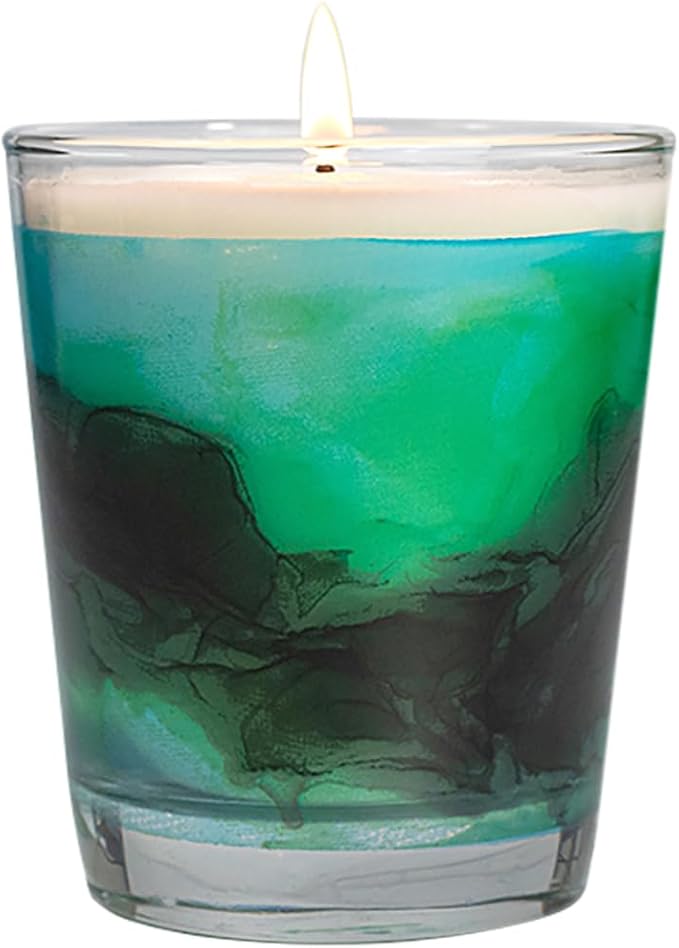 Evergreen Shore Art-Inspired Scented Candle | 10.5oz Soy Coconut Wax Blend | 60-Hour Burn | Premium Mountain Forest & Fresh Air Scent | Signature Artistic Glass Vessel | Unique Gift | Made in The USA