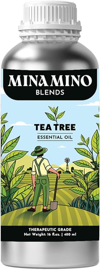 16 fl oz - Tea Tree Essential Oil (100% Pure & Natural) Large Aluminum Bottle for Aromatherapy, Diffuser, Candle & Soap Making - Minamino Blends