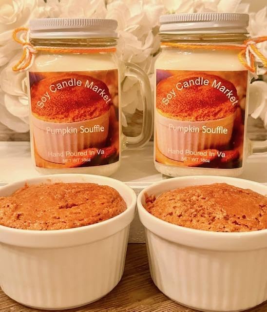 Soy Scented Candles | Handmade & Highly Aromatic Candles Burns Upto 85 Hours in Glass Jar - Perfect for Home Decor, Wedding, Birthday, Dinner (Pumpkin Souffle, 16 oz)