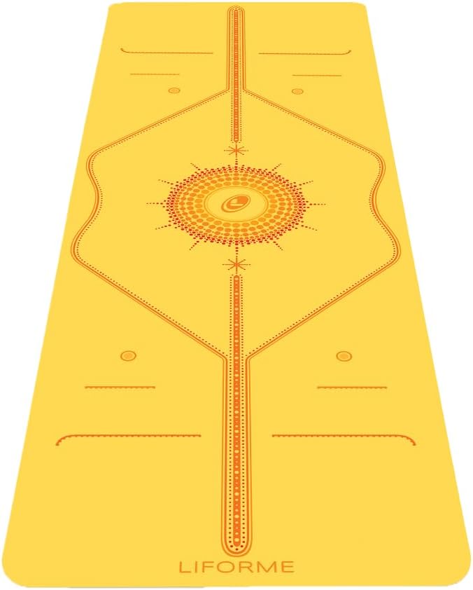 Liforme Printed Yoga Mat Collection - Free Yoga Bag Included - Patented Alignment System, Warrior-like Grip, Non-Slip, Eco-friendly, Sweat-resistant, Long, Wide and Thick for Comfort