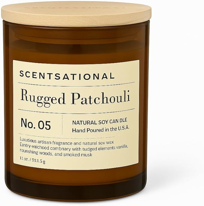 Scentsational Rugged Patchouli Candle, Medium, Amber