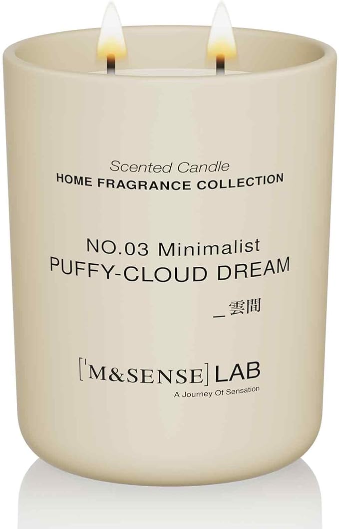 M&SENSE Natural Soy Candle| Puffy-Cloud Dream | 16.6 oz, 95H Burn | Minimalist Christmas Scented Candle for Relaxation, Gifting, Home Décor | for Bedroom, Office, Party Large
