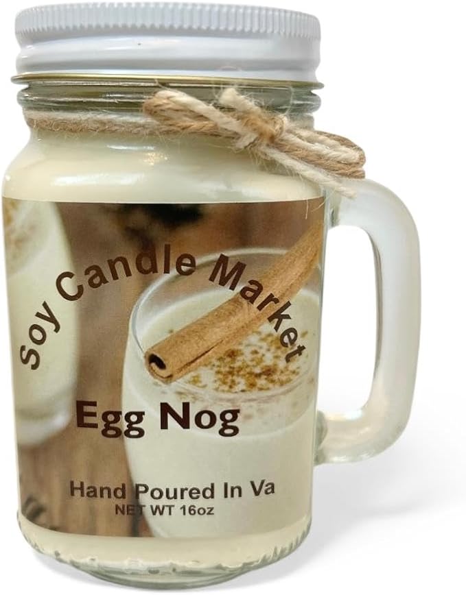 Soy Scented Candles | Handmade & Highly Aromatic Candles Burns Upto 85 Hours in Glass Jar - Perfect for Home Decor, Wedding, Birthday, Dinner (Egg Nog, 12 oz)