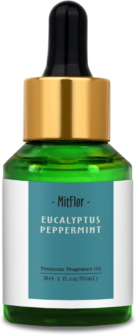 Eucalyptus Peppermint Fragrance Oil, MitFlor Large Size Single Scented Oil, Premium Grade Fragrance Oil for Soap & Candle Making, Refreshing Aromatherapy Oil Gift Set, Daily Home Fragrance, 30ml