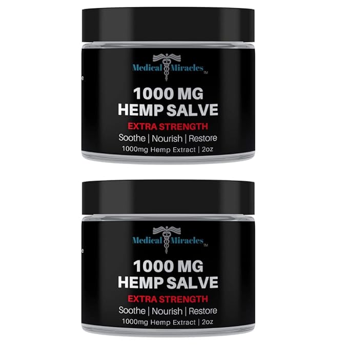 Medical Miracles| Hemp 1000 Mg Salve | Ideal for Hips, Joints, Neck, Back, Elbows, Fingers, Hands, Knees|100% Natural - Made in USA |Pack of 2