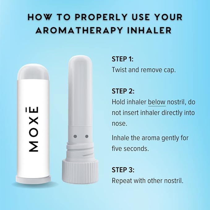 MOXE Peppermint Essential Oil Nasal Inhaler, Therapeutic No-Mess Aromatherapy, Cooling, Refreshing, Invigorating, Uplifts Mood and Positivity, Pure and Undiluted, Made in USA (1 Pack)