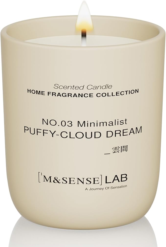 M&SENSE Natural Soy Candle| Puffy-Cloud Dream | 5.3 oz | Minimalist Christmas Scented Candle for Relaxation, Gifting, Home Décor | for Bedroom, Office, Party Small