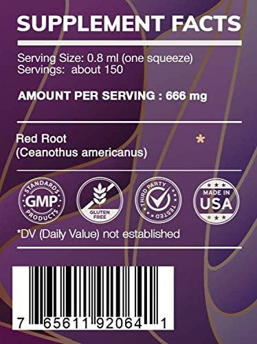HerbEra Earth's Love - Red Root Alcohol-Free Herbal Extract Tincture, Super-Concentrated Wildcrafted Red Root (Ceanothus Americanus) Dried Root (4 Fl Oz)