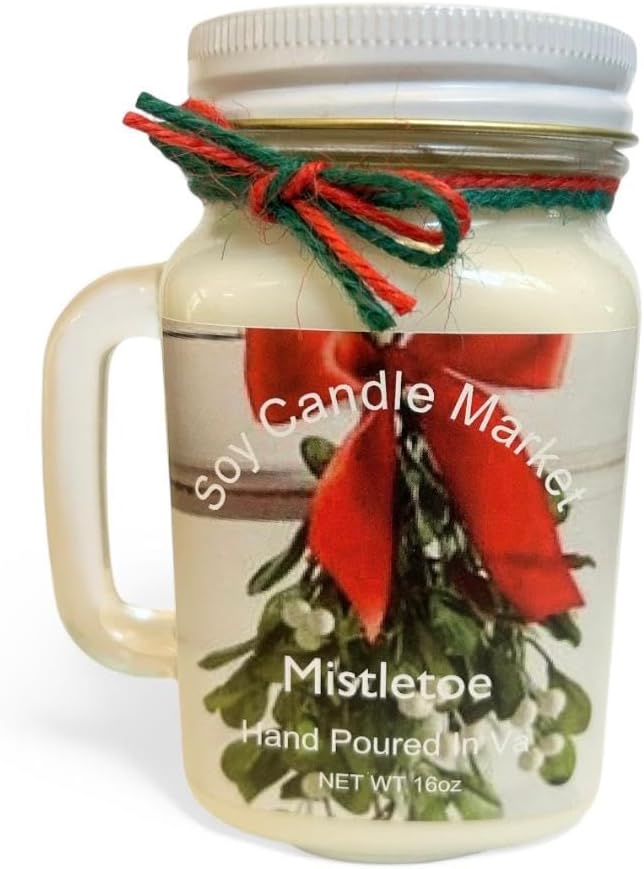 Soy Scented Candles | Handmade & Highly Aromatic Candles Burns Upto 85 Hours in Glass Jar - Perfect for Home Decor, Wedding, Birthday, Dinner (Mistletoe, 12 oz)