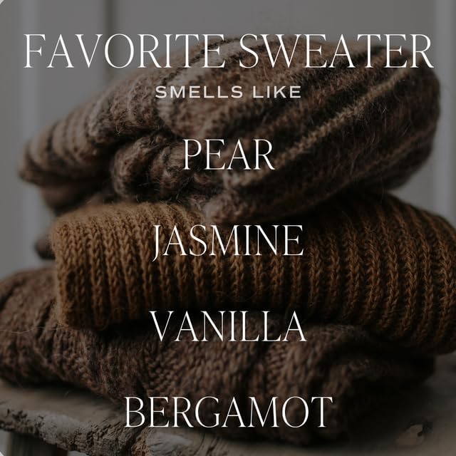 Sweet Water Decor Favorite Sweater Candle, Autumn Notes of Coconut, Jasmine, & Cashmere, 40+ Hour Burn Time, Non-Toxic Soy Wax Blend, Poured in The USA, Cotton Wick, 9oz Glass Jar with Gold Lid