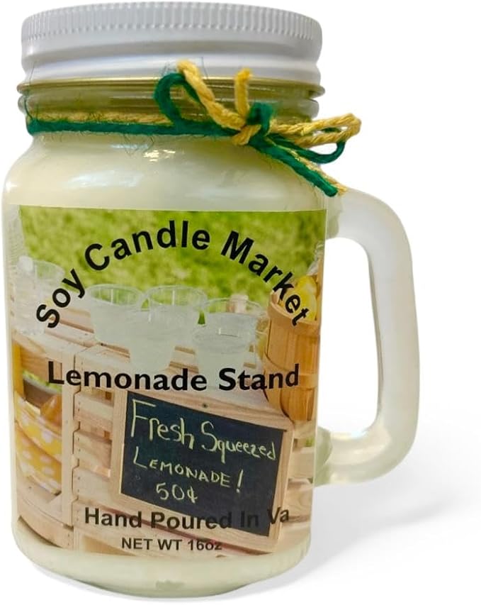 Soy Scented Candles | Handmade & Highly Aromatic Candles Burns Upto 85 Hours in Glass Jar - Perfect for Home Decor, Wedding, Birthday, Dinner (Lemonade Stand, 12 oz)