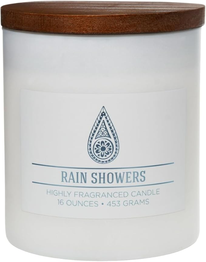 Carolina Rain Showers Scented Candle, 16 oz Wellness Relaxing Aromatherapy Candle, 2 Wick White Jar Soy Blend Wax, Candles for Home, 60H Burn - Made in The USA