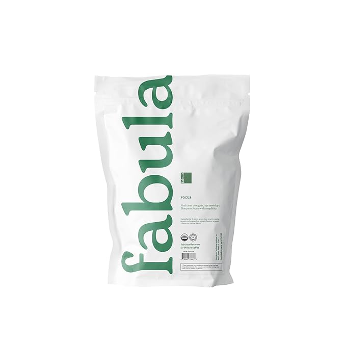 Fabula Focus Herbal Tea: Organic Green Tea, Calendula, Apple, Ashwagandha, Improving Focus and Mental Alertness, 20 sachets