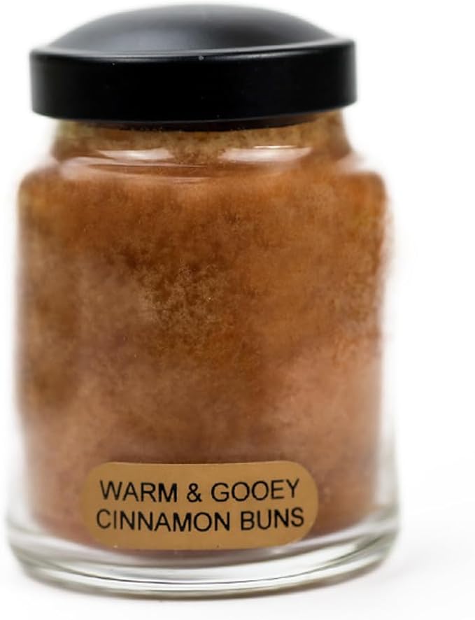 A Cheerful Giver - Warm & Gooey Cinnamon Buns Baby Scented Glass Jar Candle (6oz) with Lid & True to Life Fragrance Made in USA