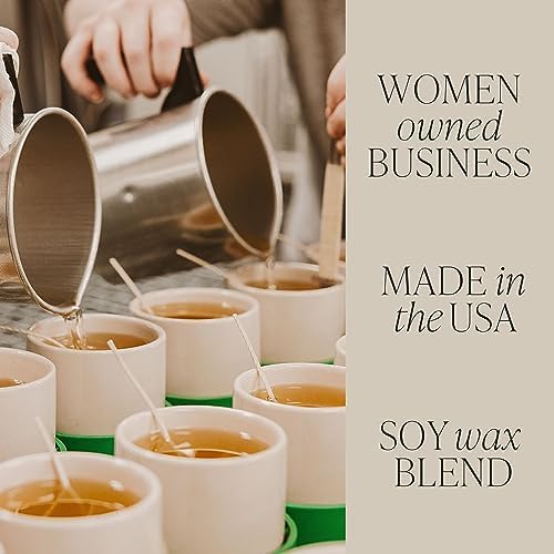 Sweet Water Decor Luxury Getaway Scented Candles - Soy Candles with Lemon, Cedarwood, Cinnamon, Vetiver, Amber & Musk Home Scent - Candle Wax with 50 Hours Burn Time - 11Oz Wood Lid White Jar Candles
