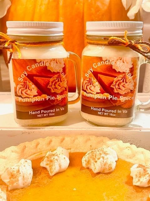 Soy Scented Candles | Handmade & Highly Aromatic Candles Burns Upto 85 Hours in Glass Jar - Perfect for Home Decor, Wedding, Birthday, Dinner (Pumpkin Pie Spice, 12 oz)