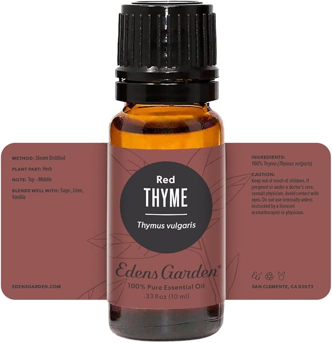 Edens Garden Thyme- Red Essential Oil- 100% Pure Premium Grade, Undiluted, Natural, Therapeutic, Aromatherapy, The Best for Diffuser, Candle, Laundry, Humidifiers 10 ml (.33 fl oz)