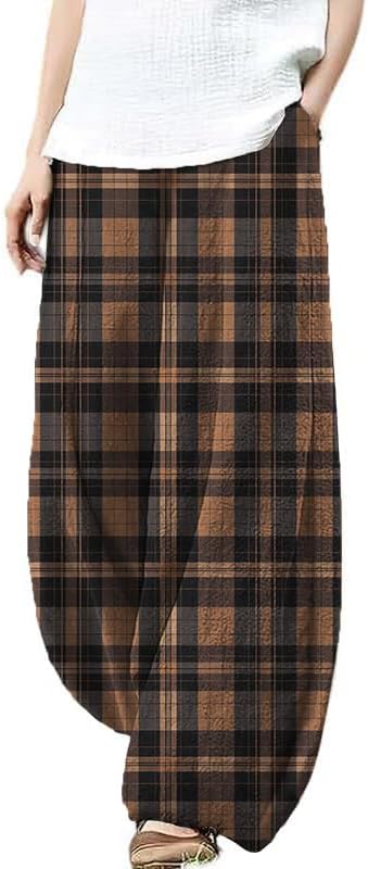 domirica Plus Size Loose Pants for Women Floral Printed Cute Pattern Ethnic Baggy Beach Wide Leg Trouser