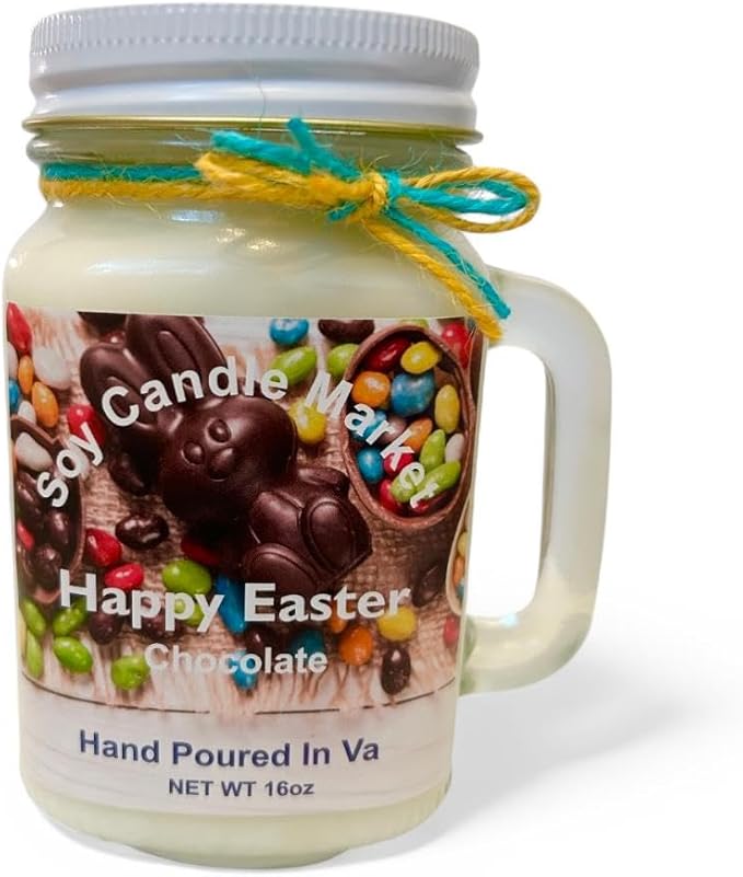 Soy Scented Candles | Handmade & Highly Aromatic Candles Burns Upto 85 Hours in Glass Jar - Perfect for Home Decor, Wedding, Birthday, Dinner (Happy Easter, 12 oz)