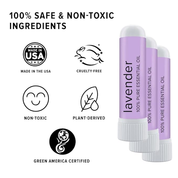 MOXE Lavender Essential Oil Nasal Inhaler, Therapeutic No-Mess Aromatherapy, Relaxation, Naturally Calming, Before Sleep Routine, Uplifts Mood, Pure and Undiluted, Made in USA (1 Pack)