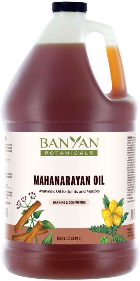Banyan Botanicals Mahanarayan Oil – 99% Organic Ayurvedic Massage Oil – Soothes Sore Muscles, Supports Healthy and Comfortable Joints, Tendons & Muscles – 128oz. – Non GMO Sustainably Sourced Vegan