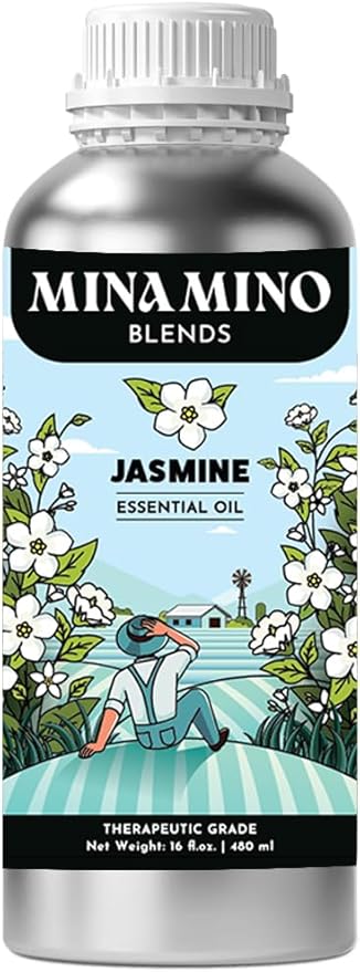 16 fl oz - Jasmine Essential Oil (100% Pure & Natural) Large Aluminum Bottle for Aromatherapy, Diffuser, Candle & Soap Making - Minamino Blends