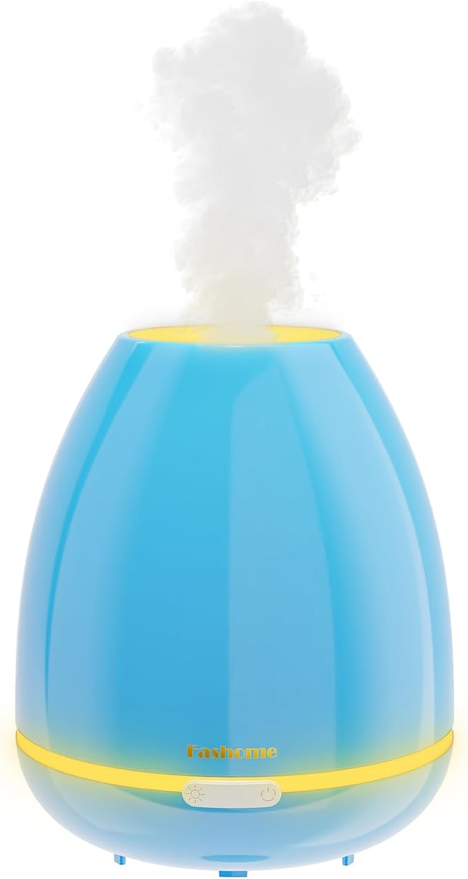 300ml Essential Oil Diffuser & Cool Mist Humidifier - Ultra-Quiet Ultrasonic Aromatherapy for Bedroom, 7 Color Night Light, BPA-Free, Auto Shut-Off, Up to 12H Continuous Mist(Blue)